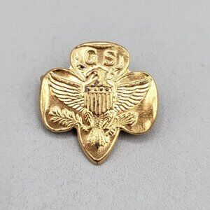 Girl Scouts Membership Pin Gold Tone With Eagle Emblem Tube Clasp